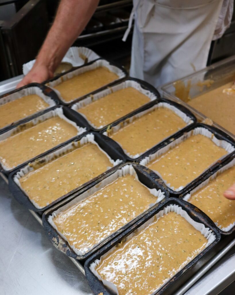 Fresh brownie batter being prepared at one of the best bakeries in Martha’s Vineyard at Morning Glory Farm